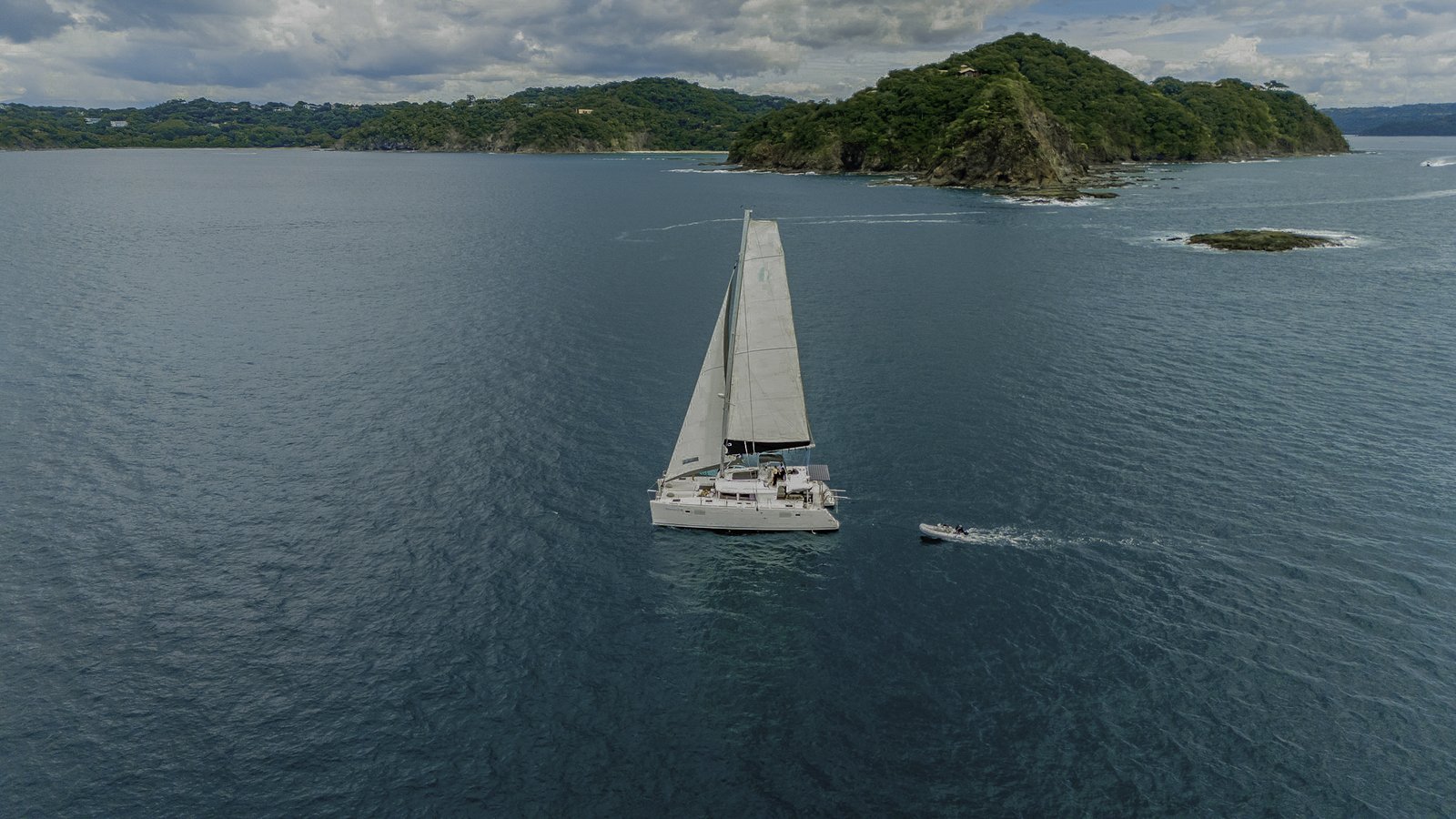 Luxury catamaran cruising the Papagayo coastline